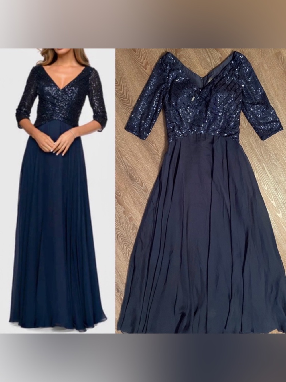 LA FEMME
Long Chiffon Evening
Gown Sequined Bodice Size 10